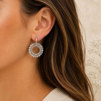 Handgemaakte "Hoops" zilver/parelmoer grijs