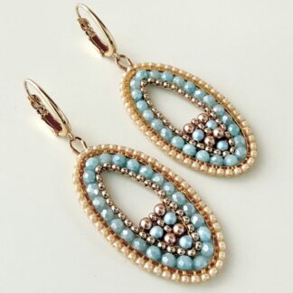 Handgemaakte Oorbellen Ovaal, Light Blue