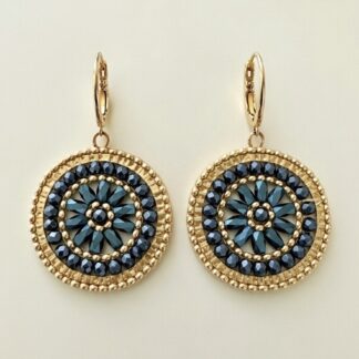 Handgemaakte Oorbellen Metallic Navy