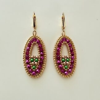 Handgemaakte Oorbellen Ovaal, Fuchsia