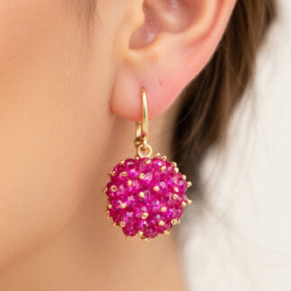 Handgemaakte Oorbellen Rondellen Fuchsia