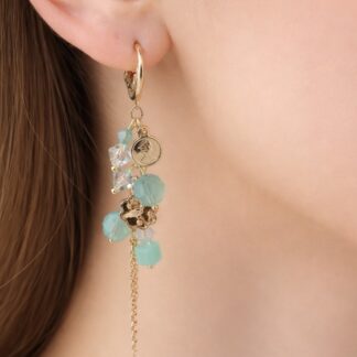 Handgemaakte Oorbellen Swarovski Elements, Pacific tinten