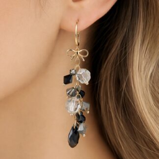 Handgemaakte Oorbellen Swarovski Elements Silvernight, crystal, graphite