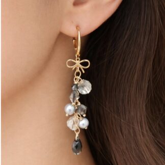 Handgemaakte Oorbellen Swarovski Elements Silvernight Crystal Pearl light grey