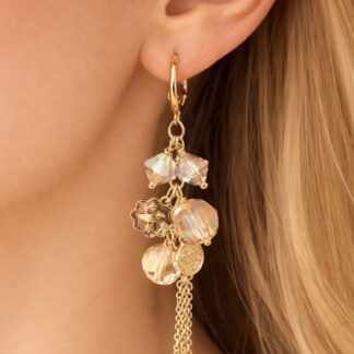 Handgemaakte Oorbellen Swarovski Elements Golden Shadow/Brandy