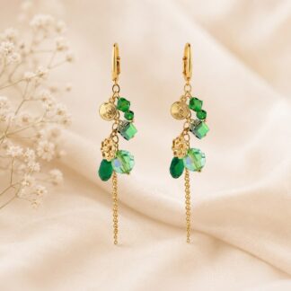 Handgemaakte Oorbellen Swarovski Elements Green