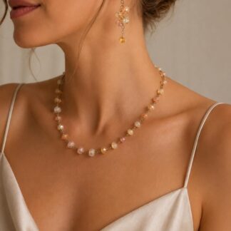 Gehaakte ketting Beige-tinten 41cm