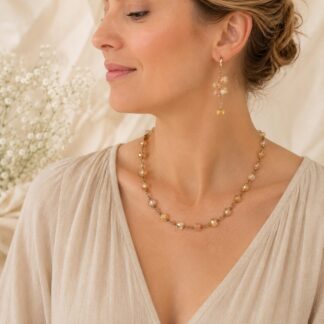 Gehaakte ketting Beige-tinten 41cm