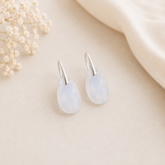 Swarovski Oorbellen Druppel White Opal 28mm
