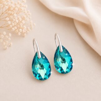 Swarovski Oorbellen Druppel Bermuda Blue 28mm